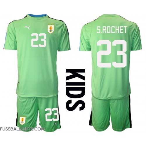 Uruguay Sergio Rochet #23 Torwart Fußballbekleidung Heimtrikot Kinder WM 2022 Kurzarm (+ kurze hosen)